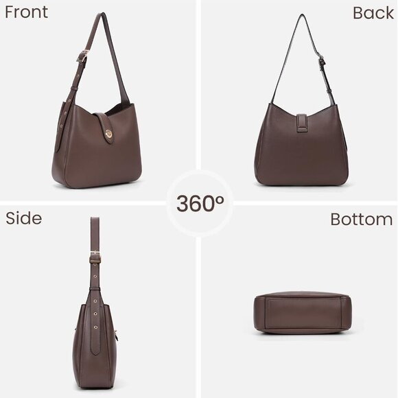 Elegant Vegan Leather Hobo Bucket Bag for Women - Adjustable Strap & Chic Style - Picture 6 of 6